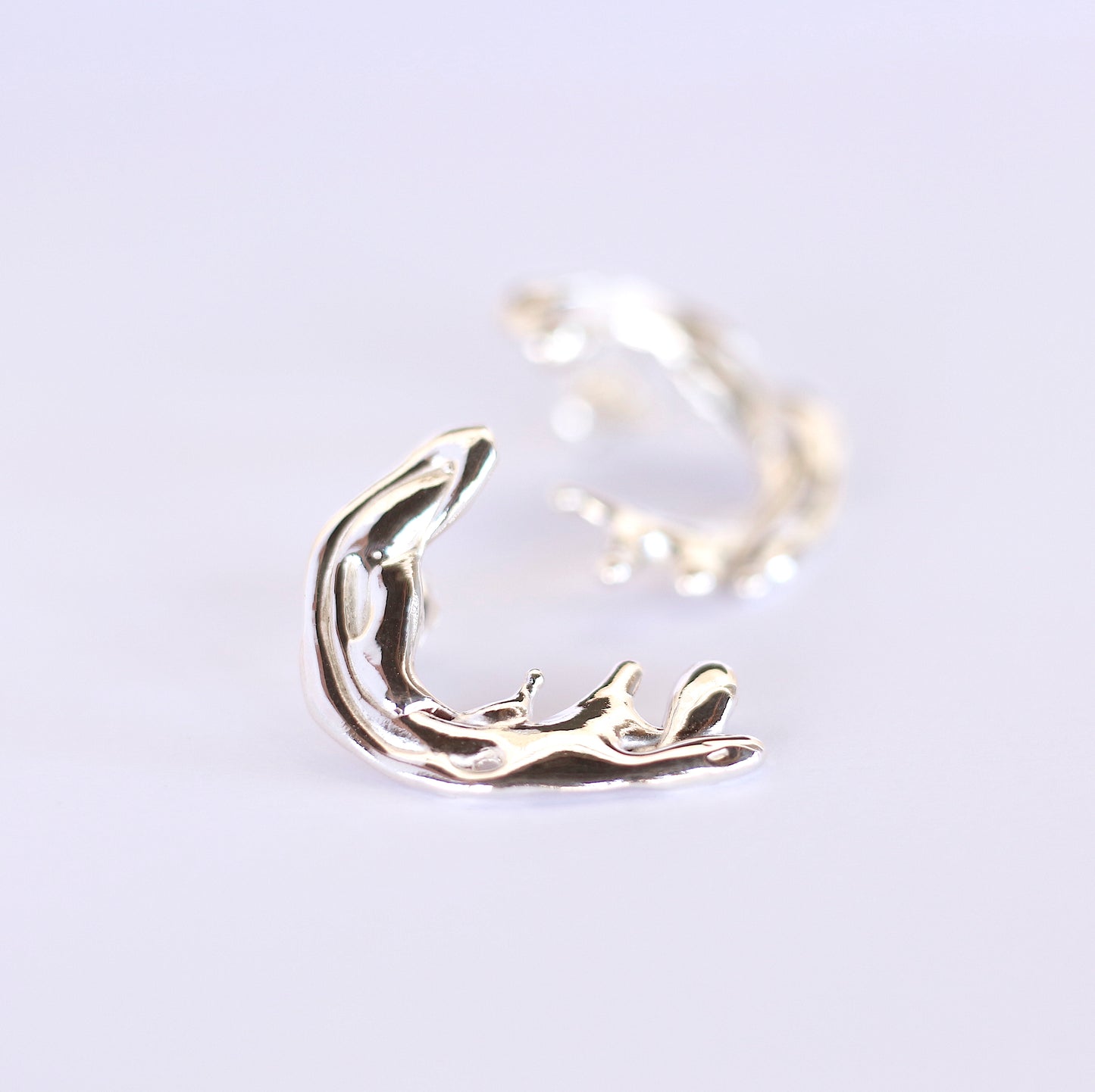 Aphrodite earrings silver fluidity handmade lisbon jewelry jewellery water organic metal design