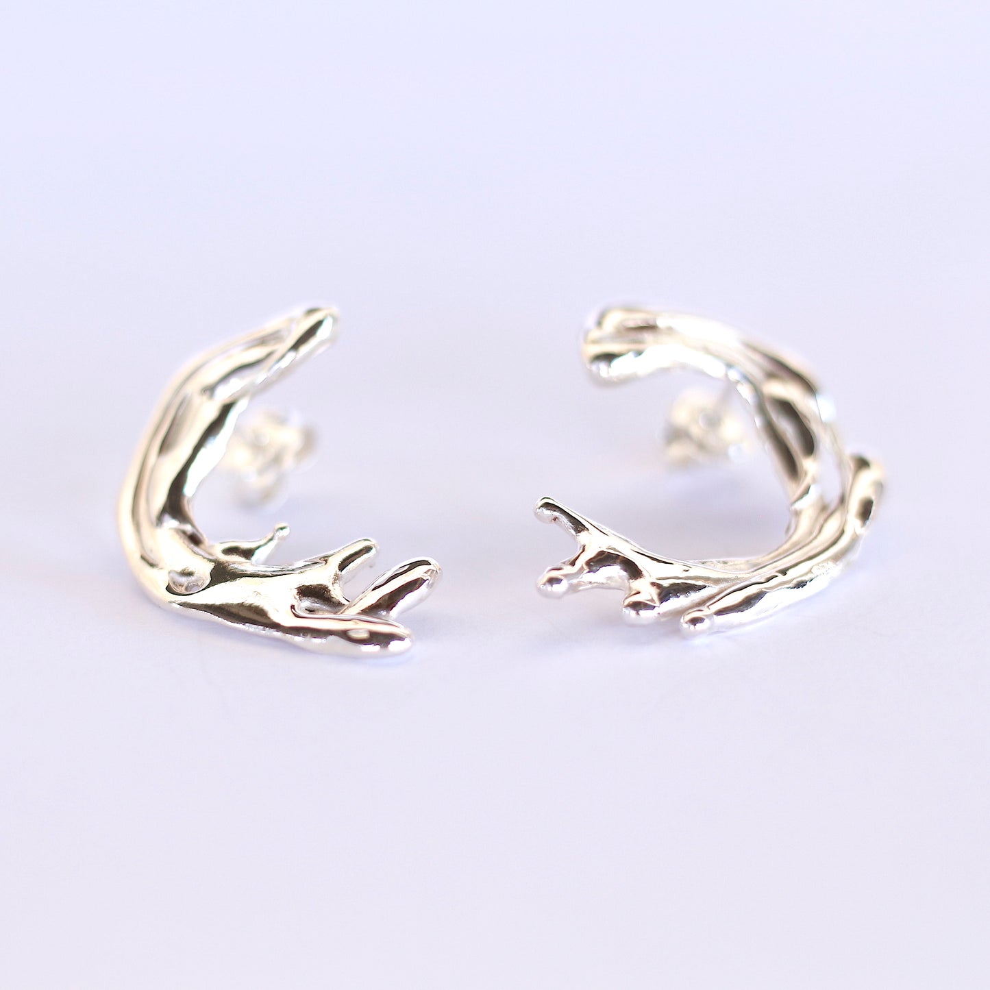 Aphrodite earrings silver fluidity handmade lisbon jewelry jewellery water organic metal design