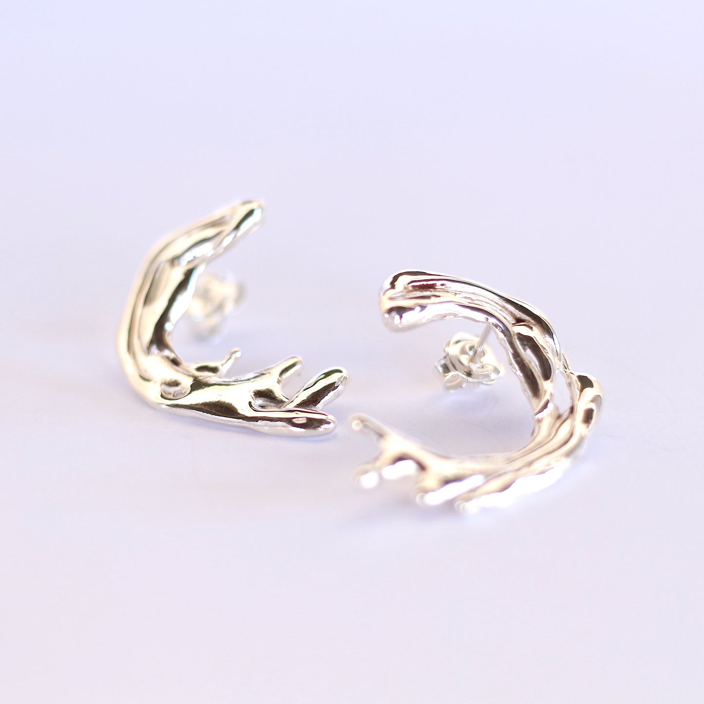 Aphrodite earrings silver fluidity handmade lisbon jewelry jewellery water organic metal design