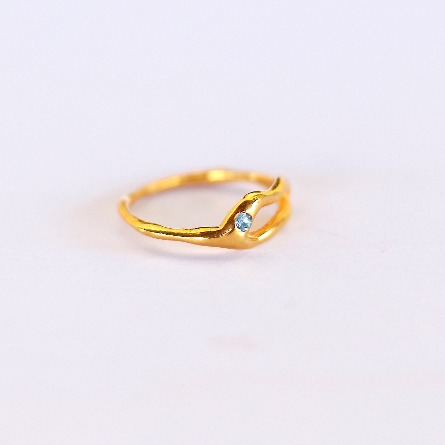 Ring silver gold plated green tourmaline organic shape fluid handcrafted Handmade bespoke lisbon