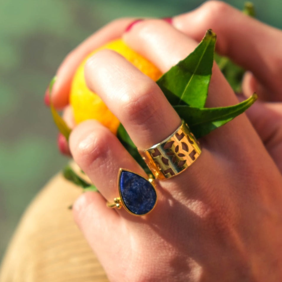 Ring Lapis Organic jewelry ring silver gold handmade handcrafted fashion custom bespoke