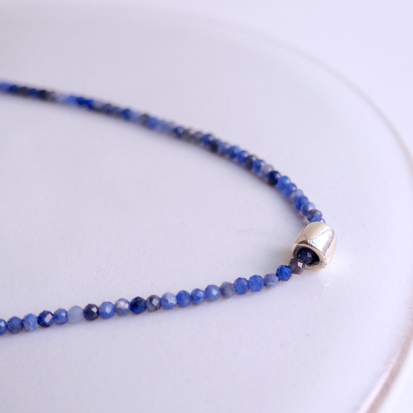 Necklace jewelry Silver handmade unique custom bespoke blue ocean sodalite stone silver gold design fashion