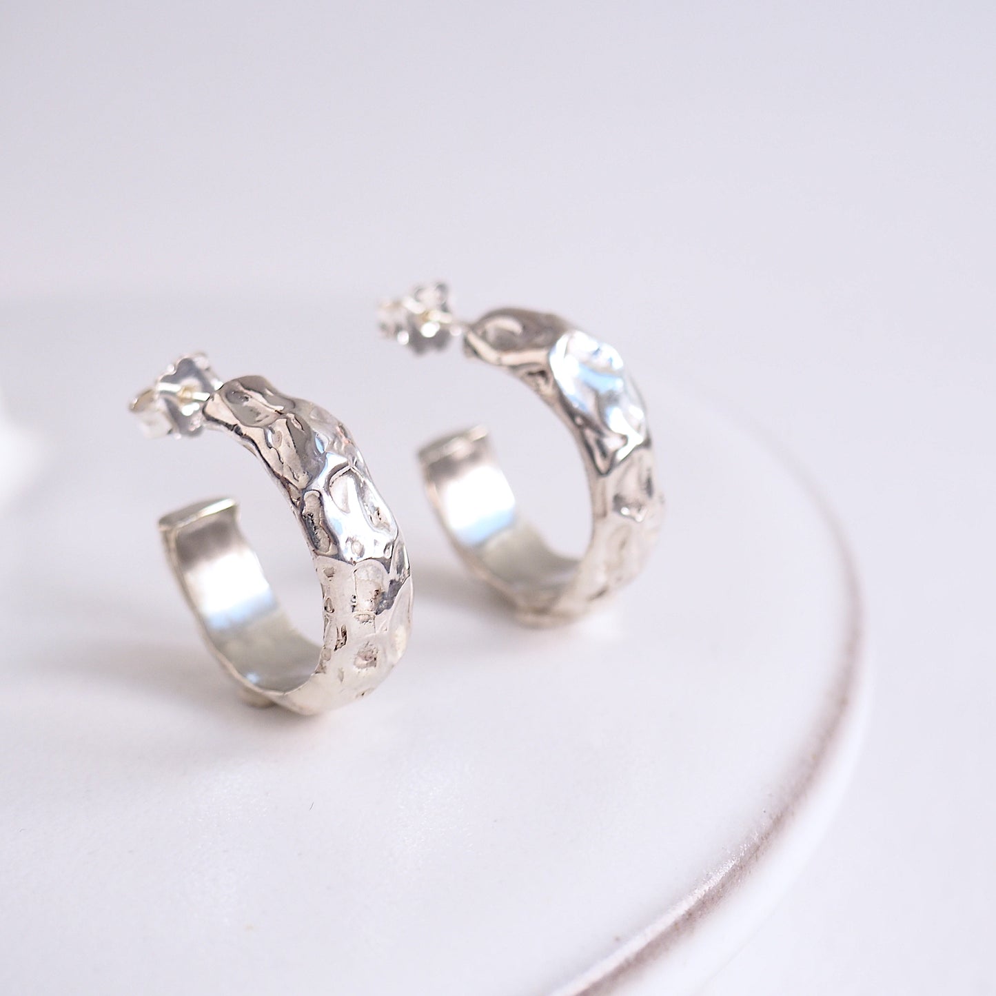 Marea Earrings hoops sea Ocean Organic jewelry ring silver gold handmade handcrafted fashion custom bespoke