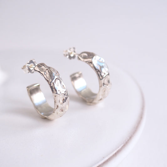 Marea Earrings hoops sea Ocean Organic jewelry ring silver gold handmade handcrafted fashion custom bespoke