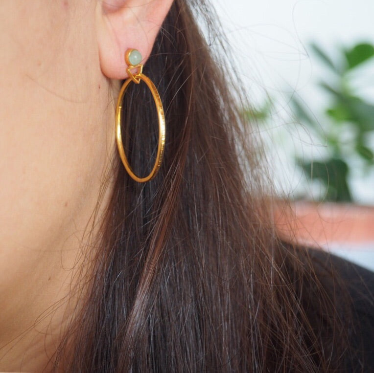 Earrings jewelry handmade gold silver natural semiprecious stone malachite orecchini gioielli artigianali oro argento design joias brincos ouro prata