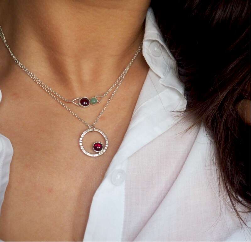 Inca double necklace gold silver jewelry stones handmade dainty collana gioielli argento oro pietre naturali minimal joias ouro prata pedras