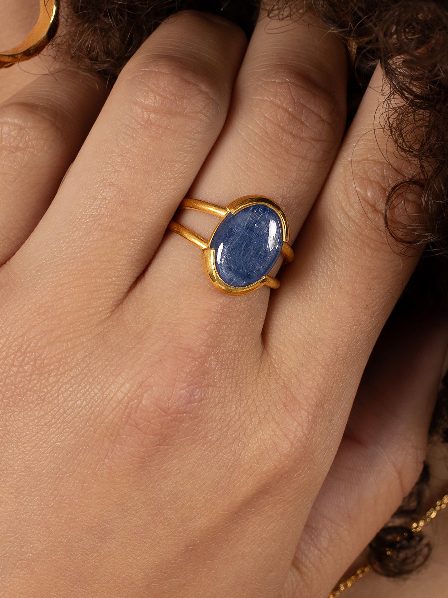 ring gold silver handmade jewelry lisbon artisan handcrafted kyanite blue  natural stone