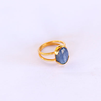 ring gold silver handmade jewelry lisbon artisan handcrafted kyanite blue  natural stone