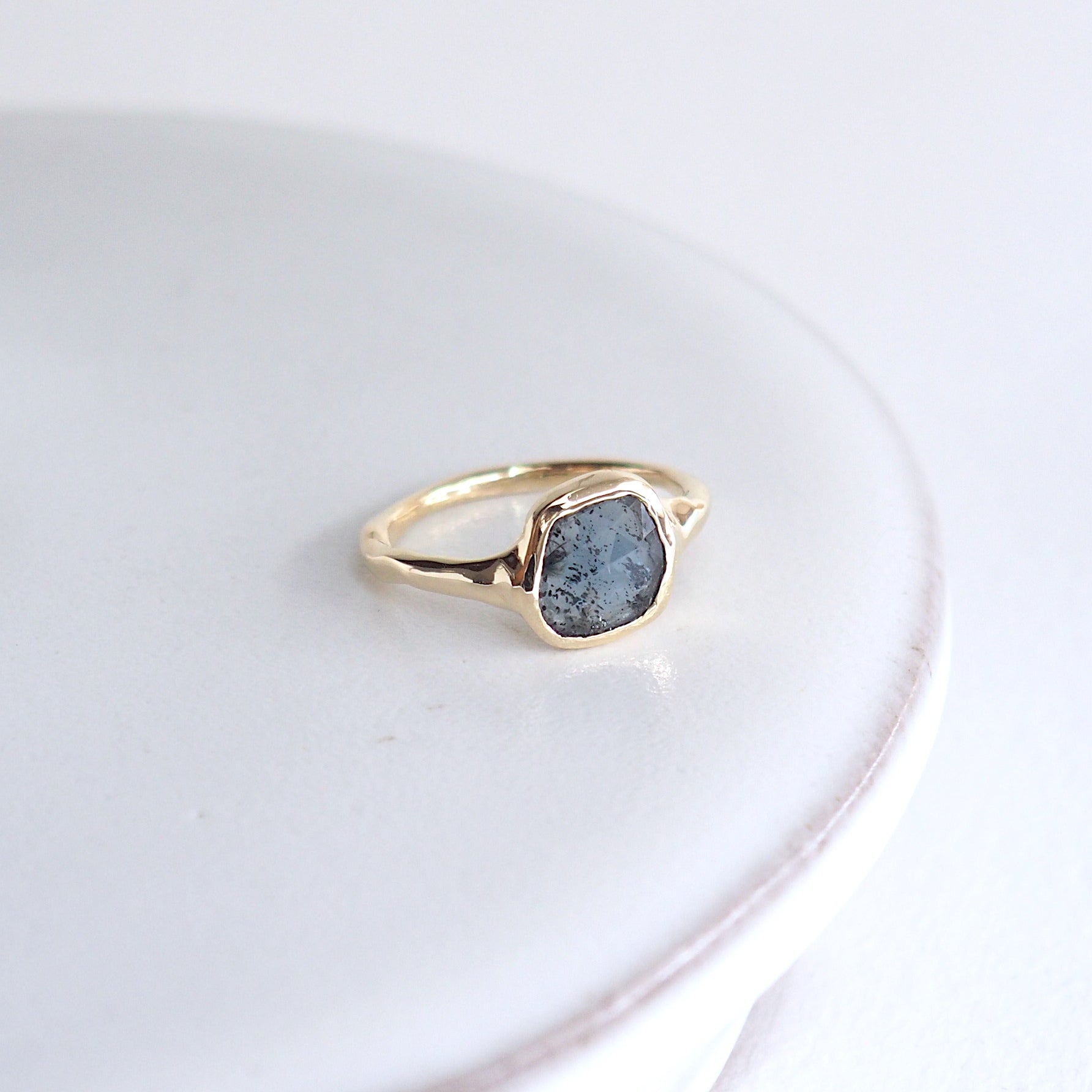 Ring Solid gold 9kt kyanite stone organic jewellery jewelry design custom made handcrafted
