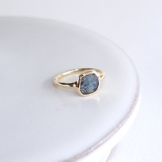 Ring Solid gold 9kt kyanite stone organic jewellery jewelry design custom made handcrafted