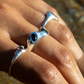 Ring jewelry sapphire handcrafted fluid organic  fashion silver deisgn