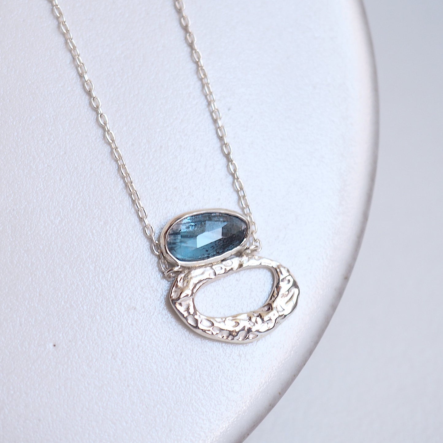 Silver and Kyanite Necklace handcrafted ocean blue stone unique jewelry handmade designer jewels 