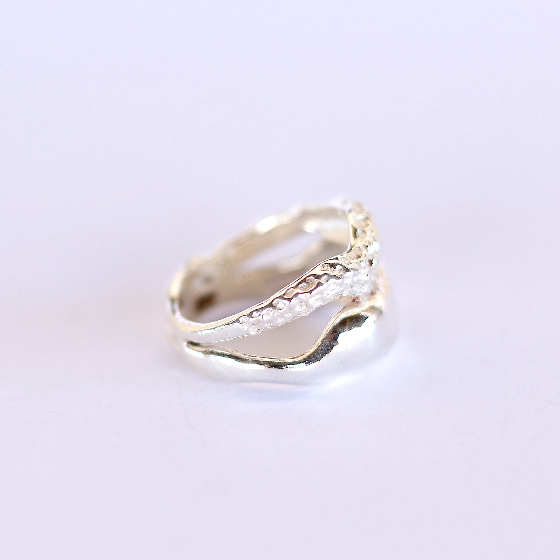 Ring jewelry handcrafted organic fluid gold silver fashion jewellery bespoke unique