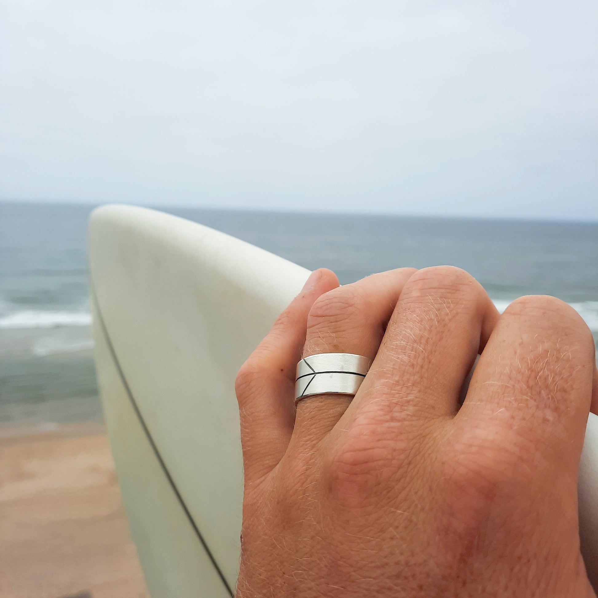 Men jewelry handmade silver surf ring wide ring joias de homem prata anel gioielli uomo fatti a mano argento 