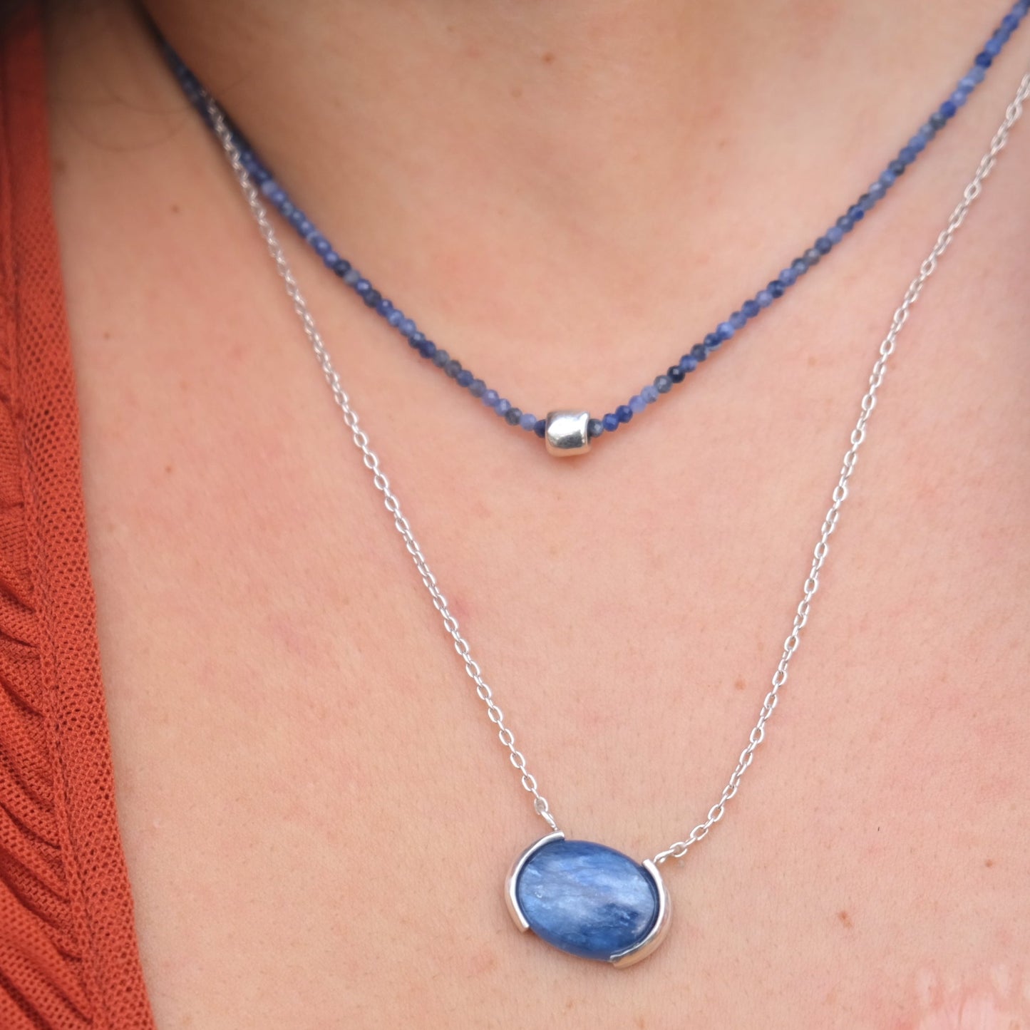 Kyanite Stone Necklace sea Ocean Organic jewelry ring silver gold handmade handcrafted fashion custom bespoke