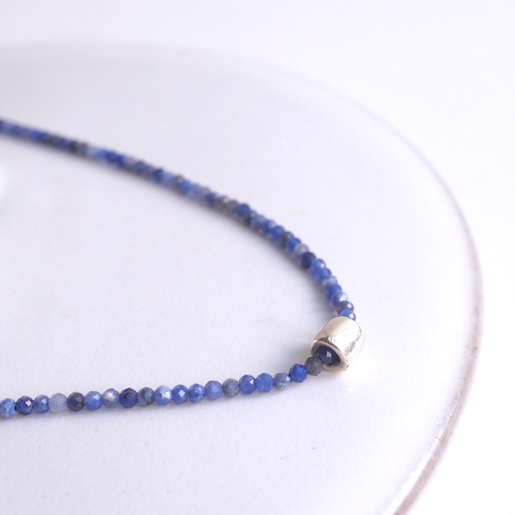 Necklace jewelry Silver handmade unique custom bespoke blue ocean sodalite stone silver gold design fashion