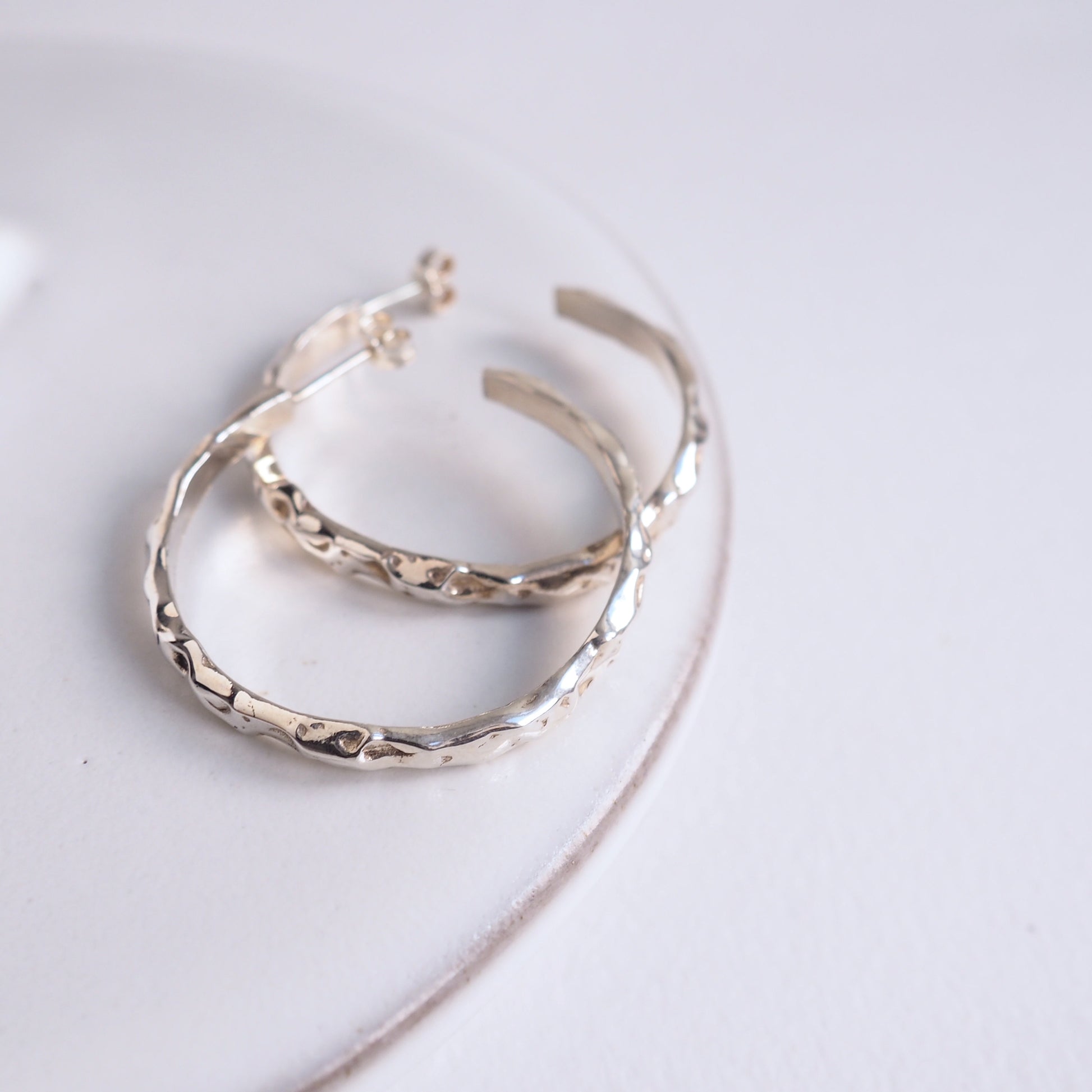 Marea Earrings hoops sea Ocean Organic jewelry ring silver gold handmade handcrafted fashion custom bespoke