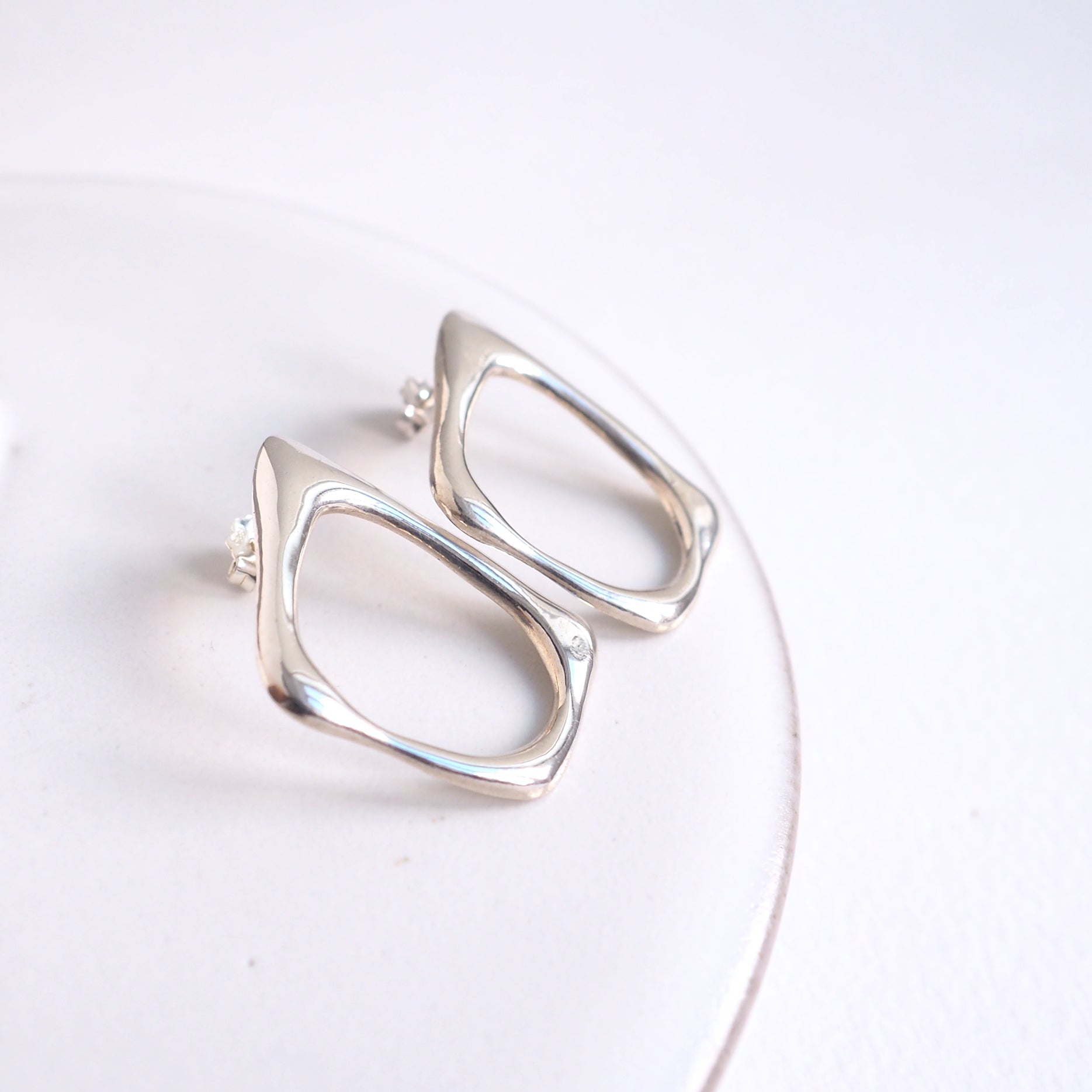 TRiangle Earrings silver gold jewelry handcrafted handmade design custom unique bespoke 